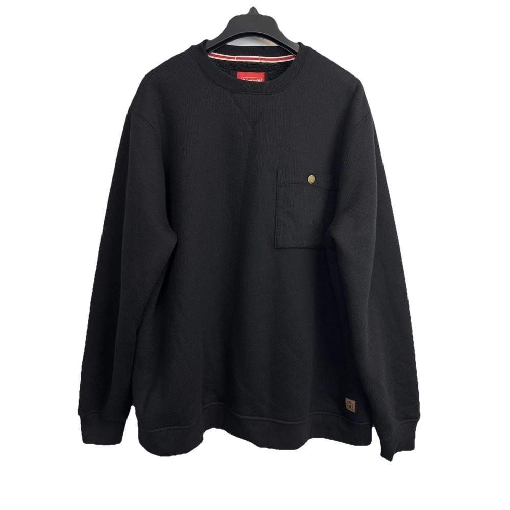 Coleman‎ Mens XXL Sherpa Lined Secure Chest Pocket Crew Sweatshirt Black